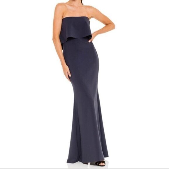 NWT Likely Driggs Strapless Gown Navy Blue Maxi Dress Women Size 4‎ - Picture 1 of 9